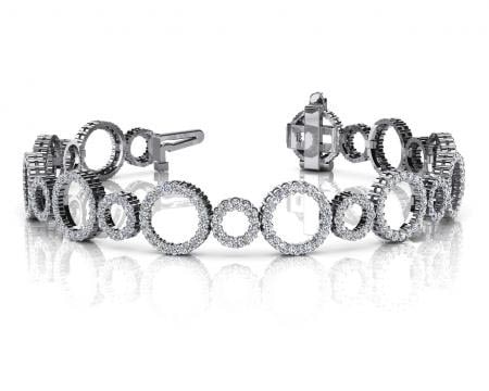 14KT WHITE GOLD 4 CTW G-H SI2/SI3 ALTERNATING DIAMOND CIRCLE LINK BRACELET: 14KT WHITE GOLD 4 CTW G-H SI2/SI3 ALTERNATING DIAMOND CIRCLE LINK BRACELET #PAPPS20288v5