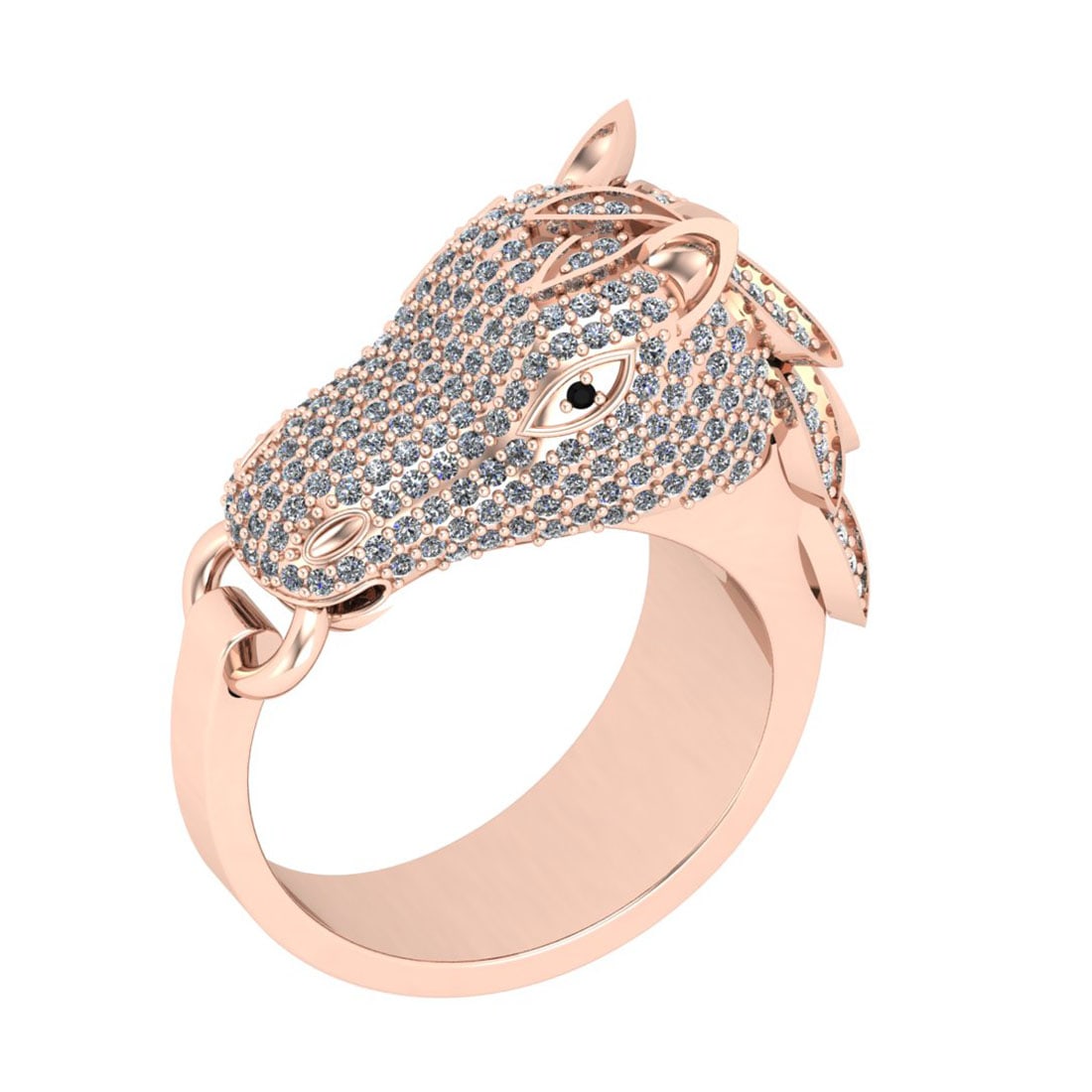 1.26 Ctw SI2/I1 Treated fancy black and White Diamond 14K Rose Gold Bypass: Eye stone weight :-0.01 ctw Eye stone color :- Treated fancy black Diamond Total Diamond Weight : 1.25 Ctw (Round Cut) Color : J-K Setting : Prong Stone Clarity : SI2/I1 Metal Weight : Approx 14.50 Gr
