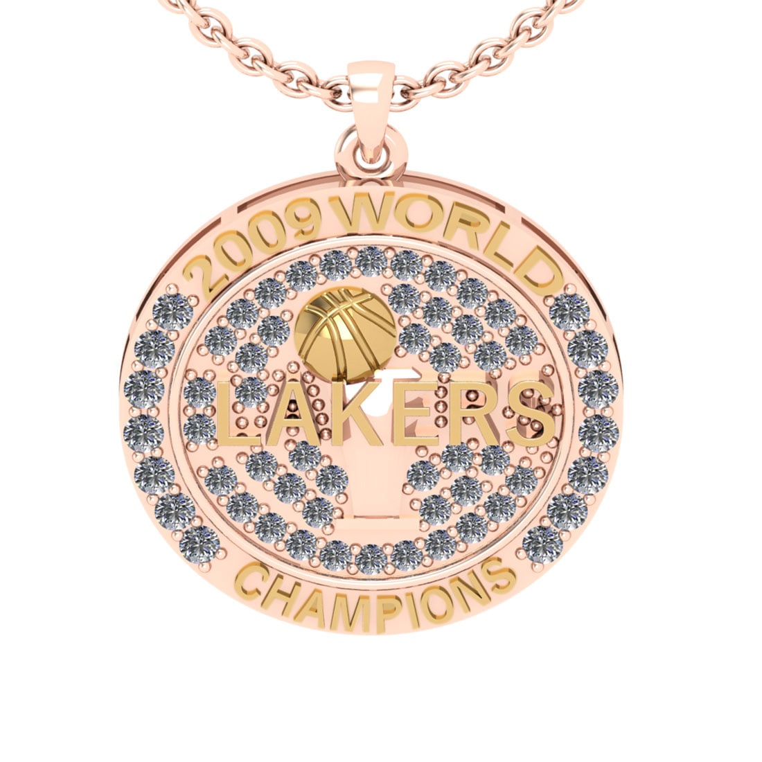2.47 Ctw SI2/I1 Diamond 14K Yellow and Rose Gold Basketball theme pendant n: Total Diamond Weight : 2.47 Ctw (Round cut) Center Diamond Color :- J-K Center Clarity : SI2/I1 Stone Setting : Prong Metal Weight : Approx 11.80 Gram 14K Yellow and Rose Gold Basketball theme pendant