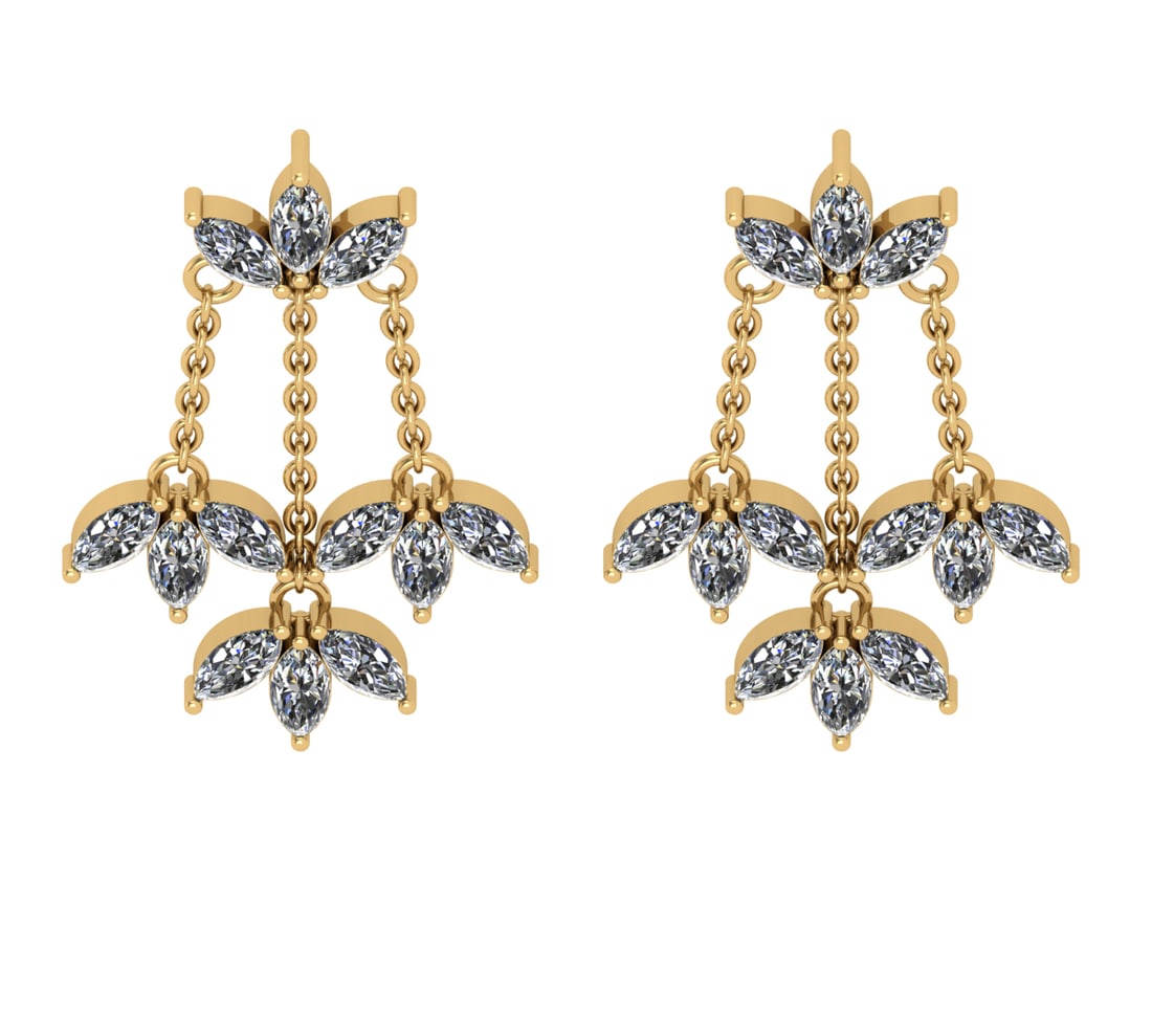 3.36 Ctw SI2/I1 Diamond 14K Yellow Gold Antique style Earrings (1 of 1)