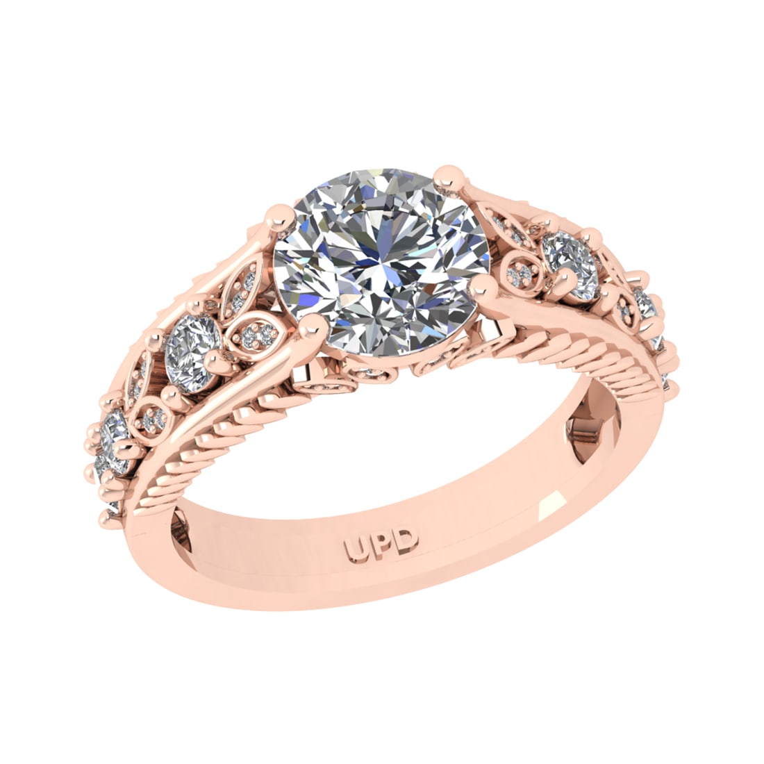 2.31 Ctw SI2/I1 Diamond 14K Rose Gold Engagement Ring: Center Diamond Weight :-:1.80 Ctw ( Round Cut) Color :- J-K Clarity : SI2/I1 Center Stone Setting : Prong Side Diamond Weight Of Ctw 0.51 Ctw Color : J-K Clarity : SI2/I1 Stone Setting : Prong Metal W