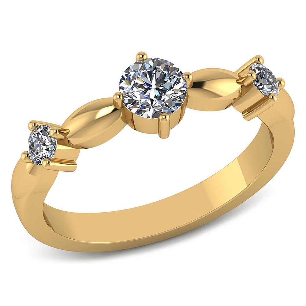 Certified .70 CTW Round Diamond 14K Yellow Gold Ring: Center Stone .50 CTW Round Center Stone Clarity:SI1-SI2 Center Stone Color : White Diamond Stone Setting ;Prong Side Stone Clarity;SI1-SI2 Side Stone Color ; White Diamond G-H Side Stone Setting ;Pron