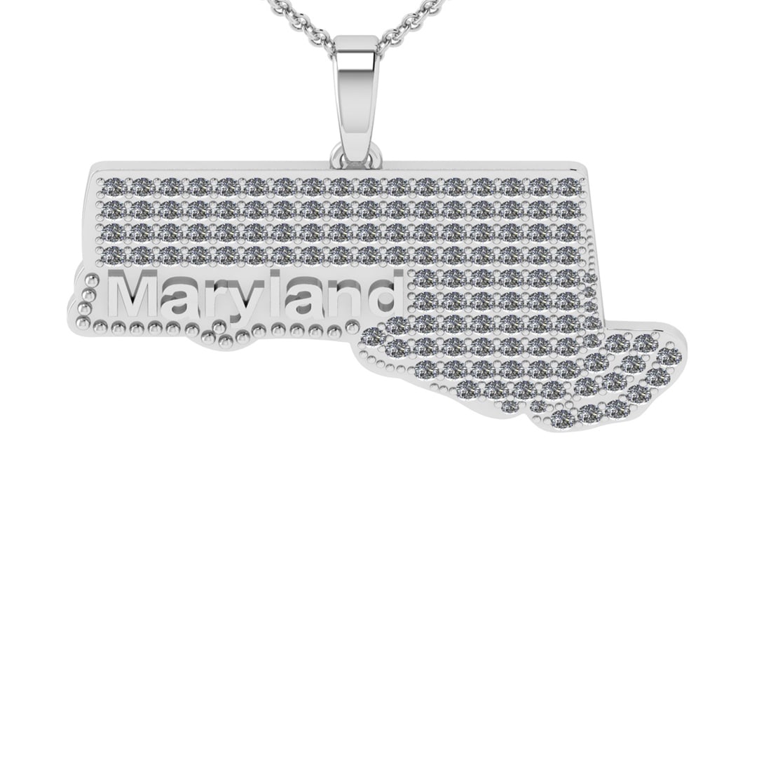 4.17 Ctw SI2/I1 Diamond 14K White Gold Express Your State Love MARYLAND Nec: Total Diamond Weight : 4.17 Ctw ( Round Cut ) Diamond Color :- J-K Clarity : SI2/I1 Stone Setting : Prong Metal Weight : Approx 10.80 Gram 14K White Gold Express Your State Love MARYLAND Necklace #PAP