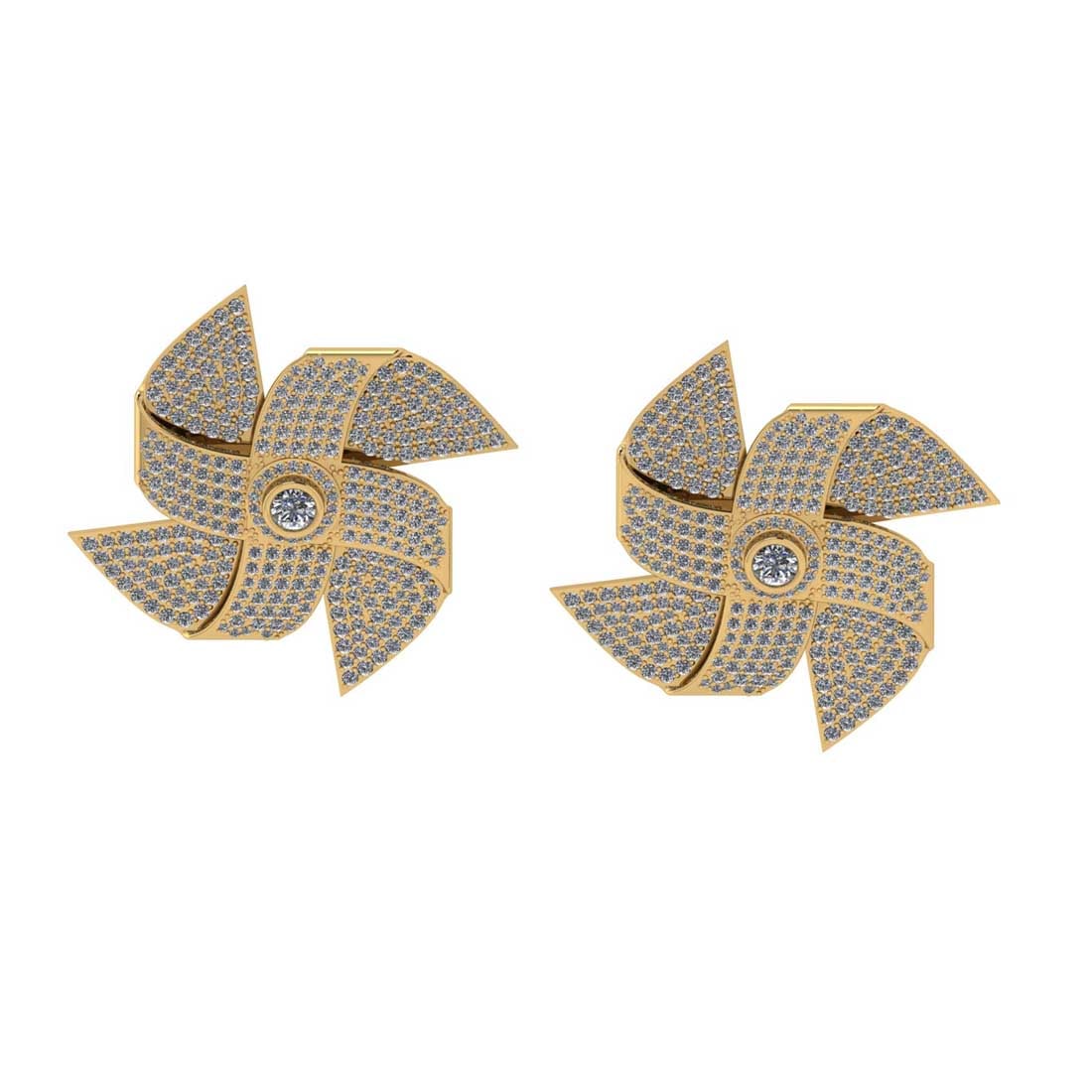 7.28 Ctw SI2/I1 Diamond 14K Yellow Gold Stud Earrings: Center Diamond Weight : 0.50 Ctw (Round Cut) Center Diamond Color : J-K Center Stone Setting : Prong Center Stone Clarity : SI2/I1 Side Stone Weight Of Ctw 6.78 Ctw Side Stone Color : J-K Stone Clarit