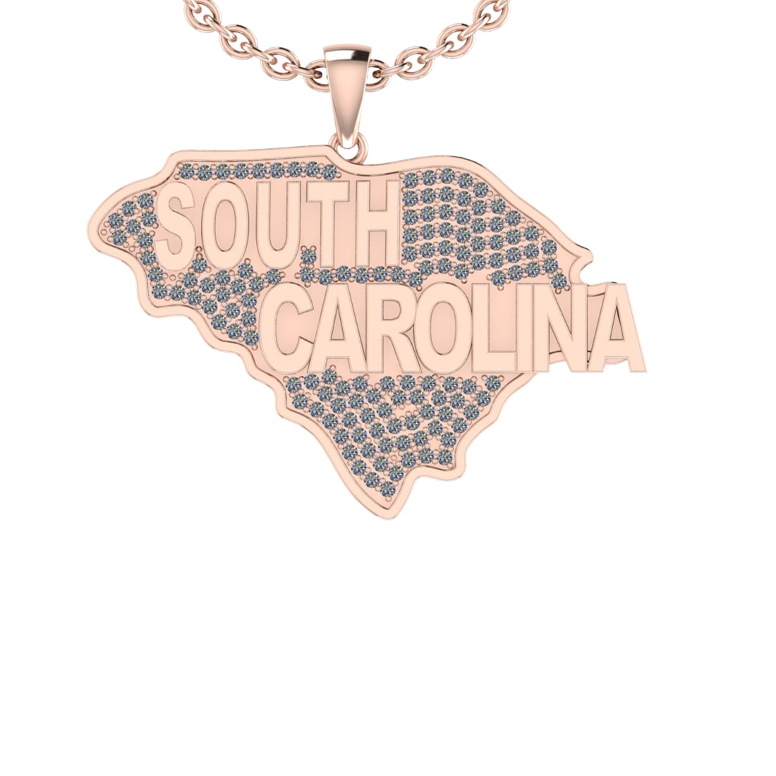 1.10 Ctw SI2/I1 Diamond 14K Rose Gold Express Your State Love SOUTH CAROLIN: Total Diamond Weight : 1.10 Ctw ( Round Cut ) Diamond Color :- J-K Clarity : SI2/I1 Stone Setting : Prong Metal Weight : Approx 13.10 Gram 14K Rose Gold Express Your State Love SOUTH CAROLINA