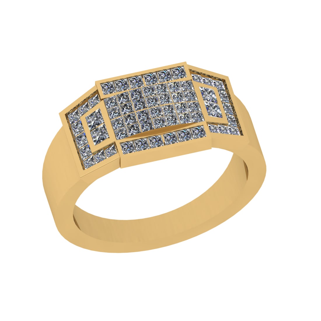 4.22 Ctw SI2/I1 Diamond 14K Yellow Gold Men s Band Ring: Total Diamond Weight : 4.22 Ctw ( Princess Cut ) Diamond Color :- J-K Clarity : SI2/I1 Stone Setting : Prong Metal Weight : Approx 23.00 Gram 14K Yellow Gold Men s Band Ring Current Ring Size-8 #PAPPS