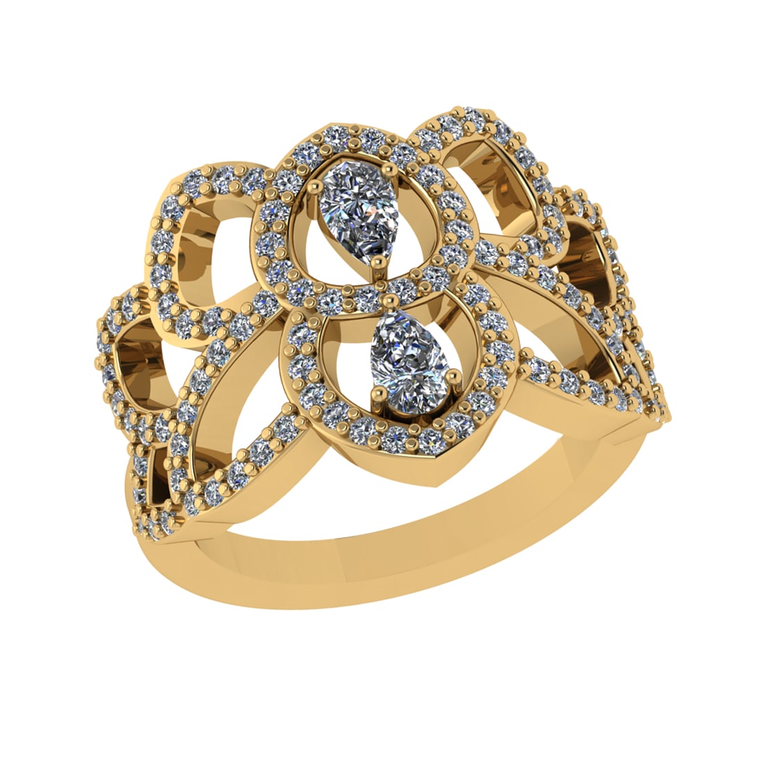 1.28 Ctw SI2/I1 Diamond 14K Yellow Gold Promises Ring: Center Diamond Weight : 0.50 Ctw (Pear Cut) Center Diamond Color :- J-K Center Setting : Prong Center Clarity : SI2/I1 Side Stone Weight Of Ctw 0.78 Ctw Side Stone Color : J-K Stone Clarity : SI2/I1 S