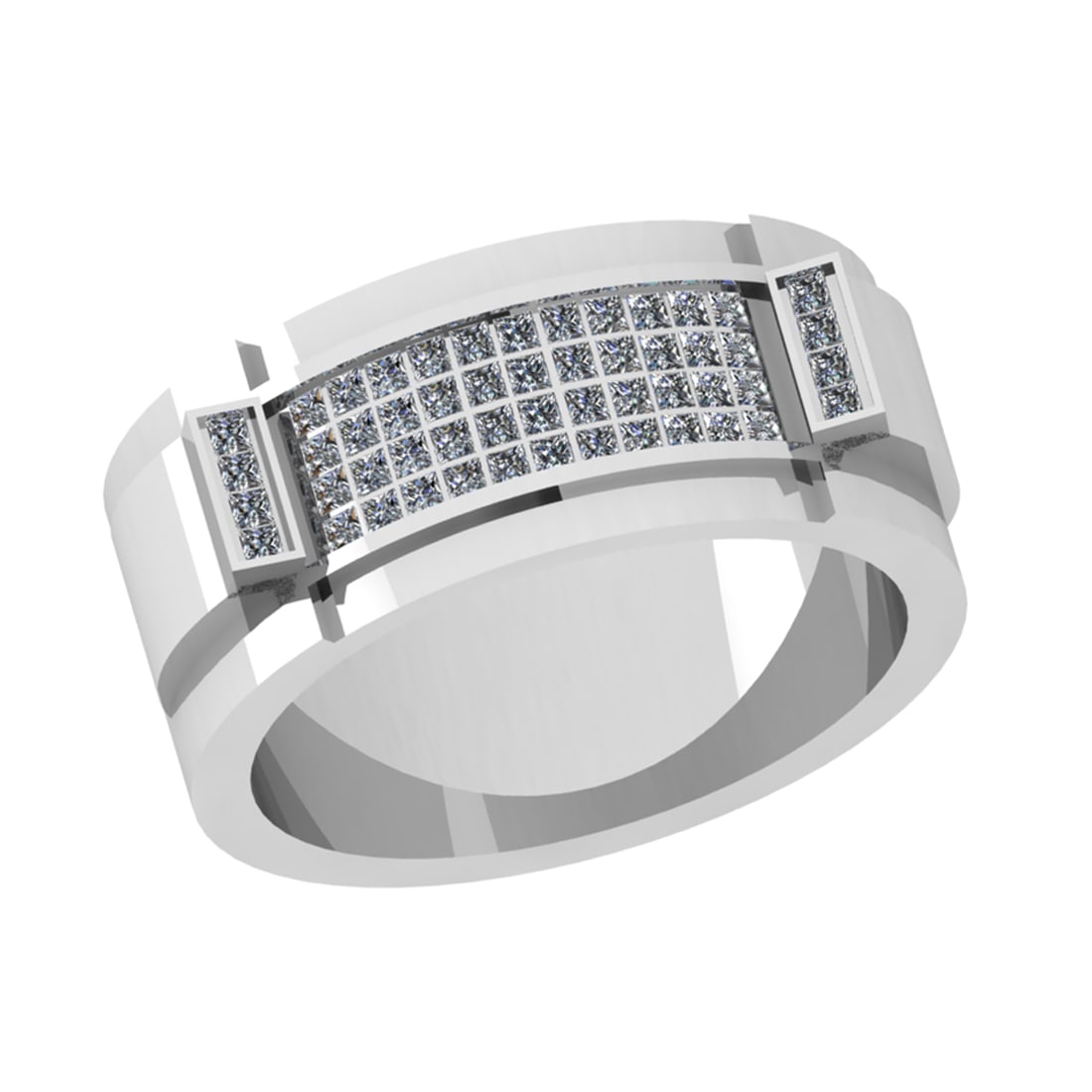 2.56 Ctw SI2/I1 Diamond 14K White Gold Men s Band Ring: Total Diamond Weight : 2.56 Ctw ( Princess Cut ) Diamond Color :- J-K Clarity : SI2/I1 Stone Setting : Prong Metal Weight : Approx 16.60 Gram 14K White Gold Men s Band Ring Current Ring Size-8 #PAPPS9