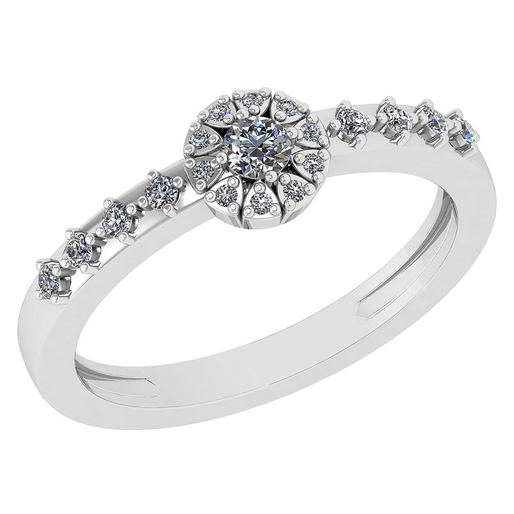0.27 Ctw Diamond 14k Yellow Gold Halo Ring VS/SI1: Center Stone Weight ; 0.10 Ctw ( 1 Pec Round) Center Stone Color : White G-H Diamond Center Stone Clarity : VS/SI1 Stone Setting ; Prong Side Stone (1.50 mm 8 Pcs And 1.mm 10 Pec Round Cut Diamond )We
