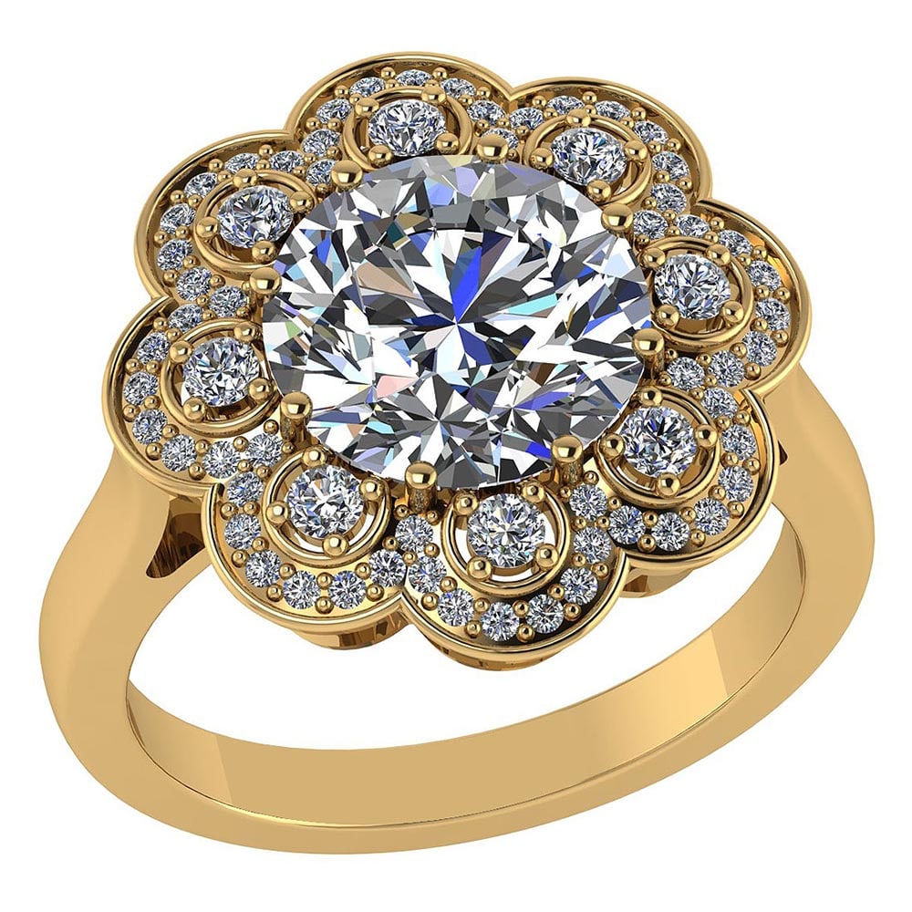 Certified 1.75 CTW Round Diamond 14K Yellow Gold Ring: Center Stone 1.00 CTW Round Center Stone Clarity:SI1-SI2 Center Stone Color : White Diamond Stone Setting ;Prong Side Stone Clarity;SI1-SI2 Side Stone Color ; White Diamond G-H Side Stone Setting ;Pro