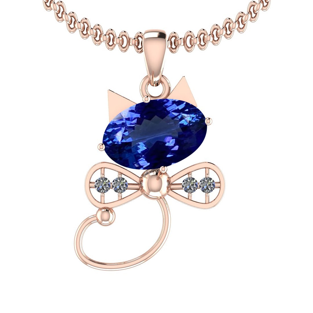 Certified 4.75 Ctw VS/SI1 Tanzanite And Diamond 14k Rose Gold Victorian Sty: Center Stone Approx Weight: 4.61 Ctw (1 Pcs Oval Cut) Center Stone Color: Tanzanite Center Stone Setting: Prong Side Stone 0.14 Ctw Side Stone Color: J-K Stone Clarity: VS/SI1 Stone Setting: Prong Met