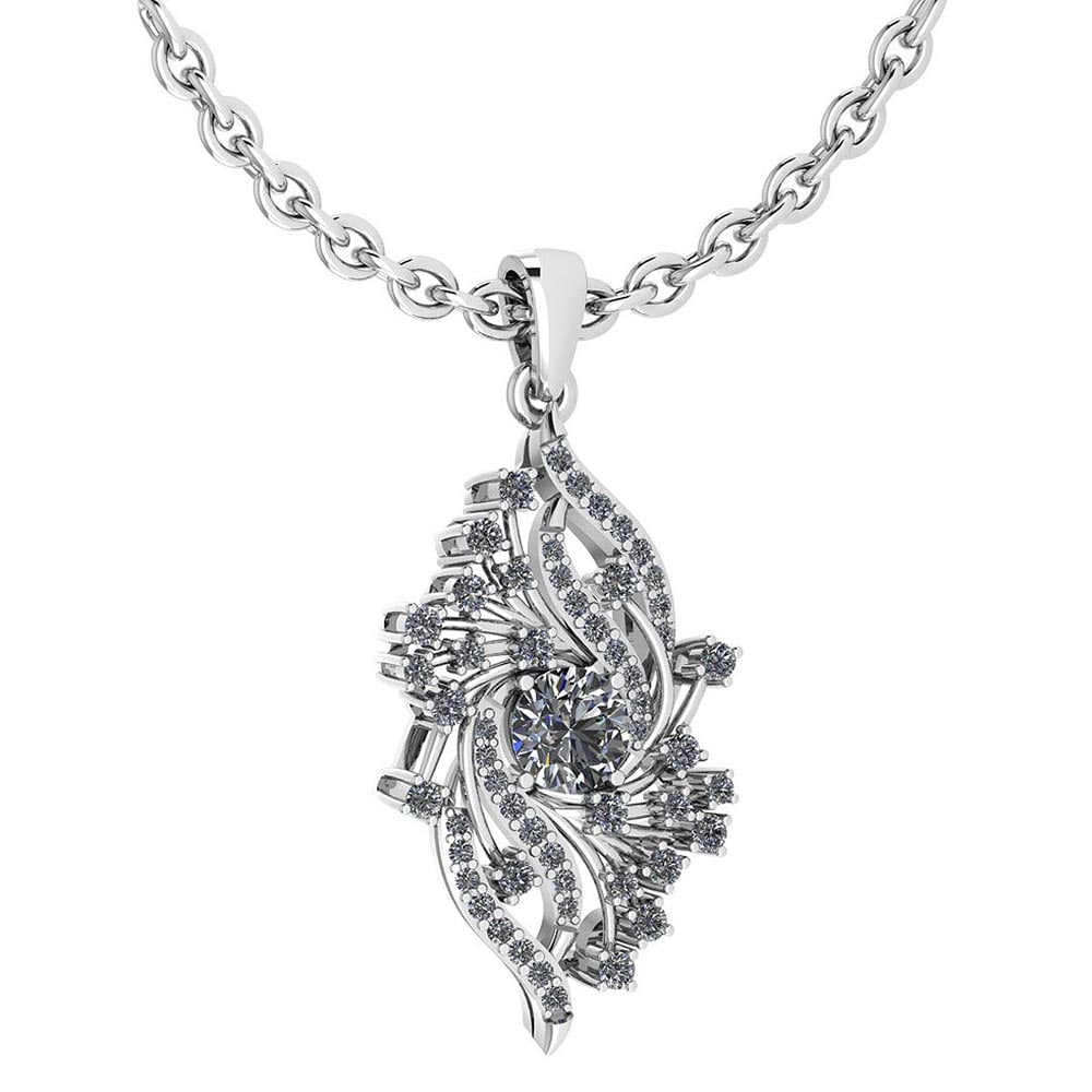 Certified 0.90 Ctw Diamond VS/SI1 Necklace 14K White Gold: Center Stone Weight: 0.45 Ctw (1 Pcs Round) Side Stone Stone Weight: 0.45 Ctw (54 Pcs Round) Stone Color: White G-H Diamond Stone Clarity: VS/SI1 Stone Setting: Prong Metal Approx Weight: Approx 3.10 