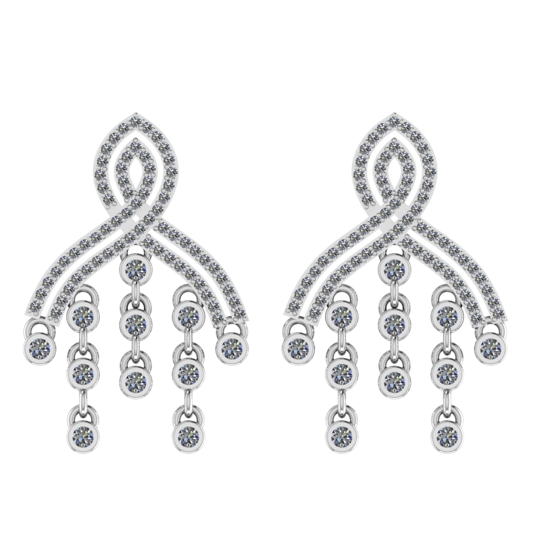 2.50 Ctw Si2/i1 Diamond 14K White Gold Earrings: Total Weight : 2.50 Ctw (Round Cut ) Diamond Stone Color : J-K Stone Clarity : Si2/i1 Diamond Stone Setting : Prong & Bezel Metal Weight : Approx 8.50 Gram 14K White Gold Earrings Sizes :- Length 36 m