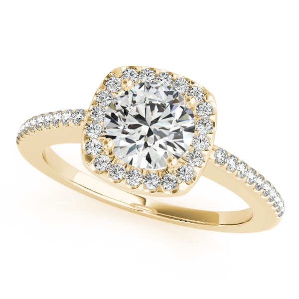 Certified 1.05Ctw SI2/I1 Diamond 14K Yellow Gold Engagement Halo Ring (1 of 1)