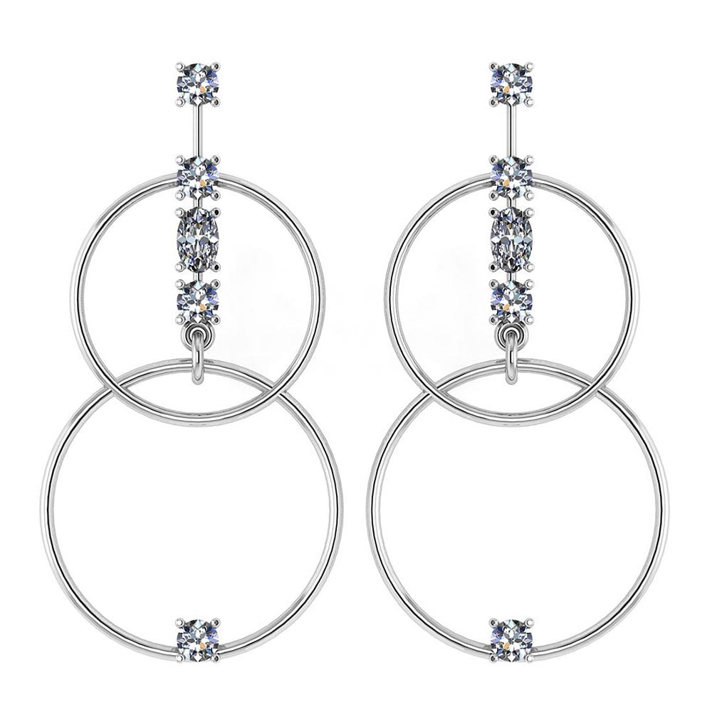 Certified 0.66 Ctw Diamond VS/SI1 Earrings 14K White Gold: Diamond Stone Approx Weight: 0.42 Ctw (2 Pcs Oval) Side Stone Weight :0.24 Ctw (8 Pcs Round) Stone Color: White G-H Diamond Stone Clarity: VS/SI1 Stone Setting: Prong Metal Approx Weight: Approx 3.50 