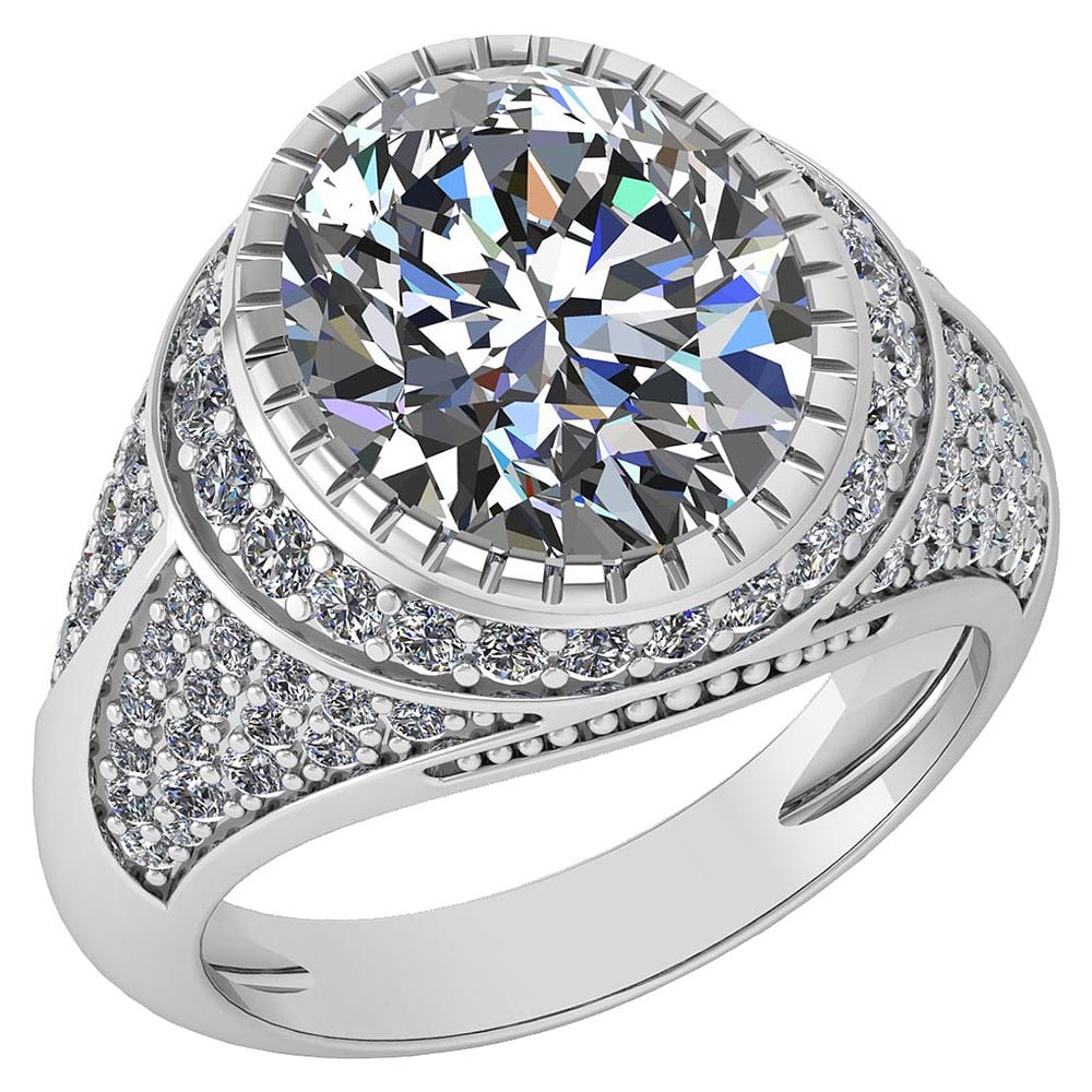 Certified 3.00 Ctw Diamond VS/I1 Halo Ring For 14K White Gold: Center Stone Weight ; 2.00 Ctw (1 Pcs Oval) Stone Color: White G-H Diamond Stone Clarity: I1/I2 Color Stone Setting ; Bezel Side Stone (92 Pcs Round Cut Diamond) Weight of Ctw ; 1.00 ctw Side Stone Co