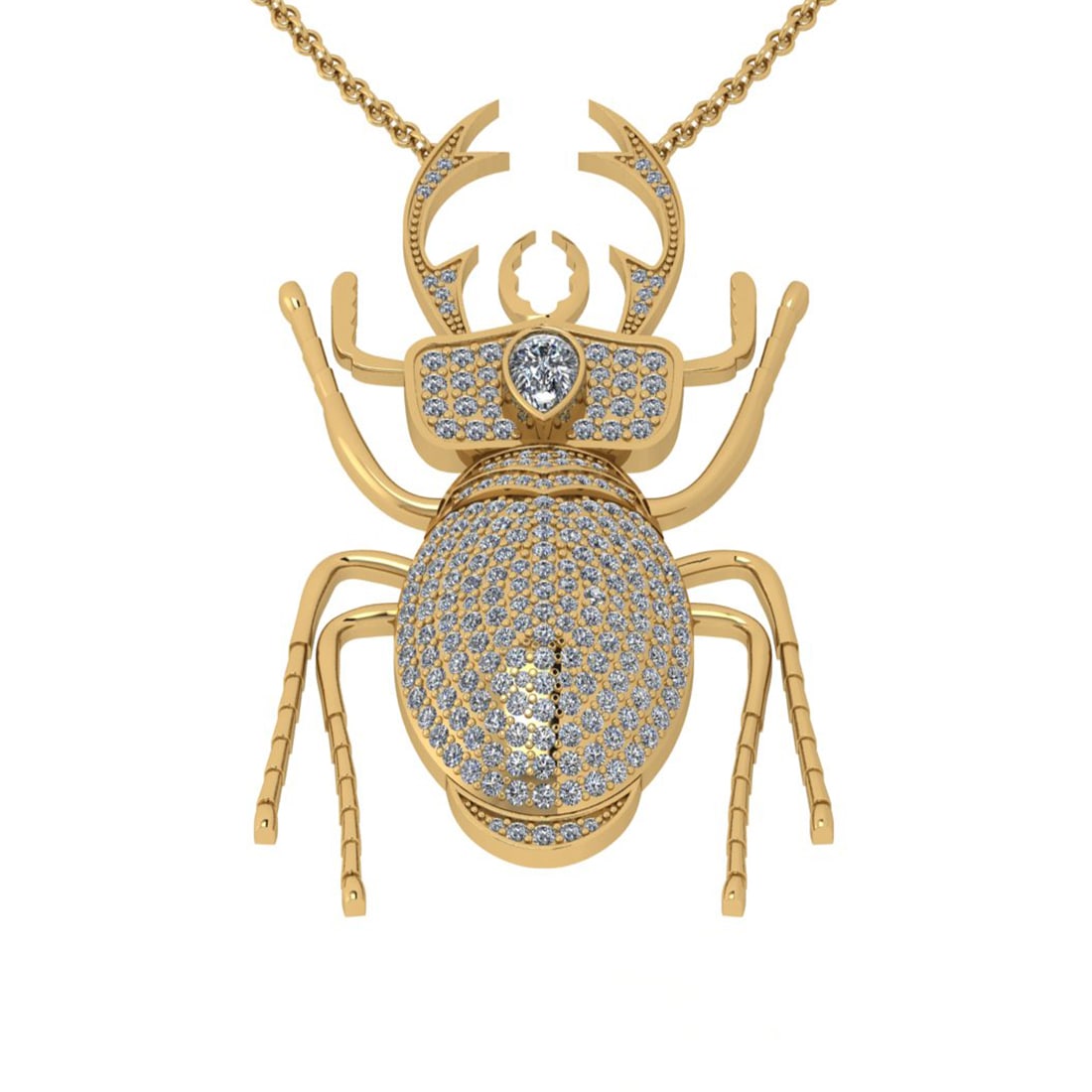 2.75 Ctw SI2/I1 Diamond 14K Yellow Gold Creature Necklace: Center Weight : 0.50 Ctw (Pear Cut) Center Diamond Color : J-K Center Stone Setting : Prong Center Stone Clarity : SI2/I1 Side Stone Weight Of Ctw 2.25 Ctw Side Stone Color : G-H Stone Clarity : SI2/I