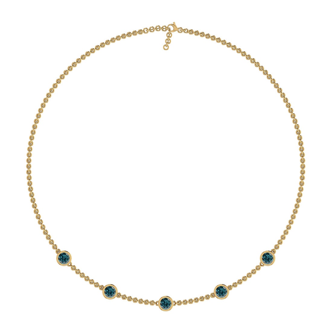 1.25 Ctw i2/i3 Treated Fancy Blue Diamond 14K Yellow Gold Yard Necklace: Center Diamond Weight : 1.25 Ctw (Round Cut) Center Diamond Color :-Treated Fancy Blue Diamond Center Clarity : i2/i3 Stone Setting : Prong Metal Weight : Approx 4.50 Gram 14K Yellow Gold Yard Necklac