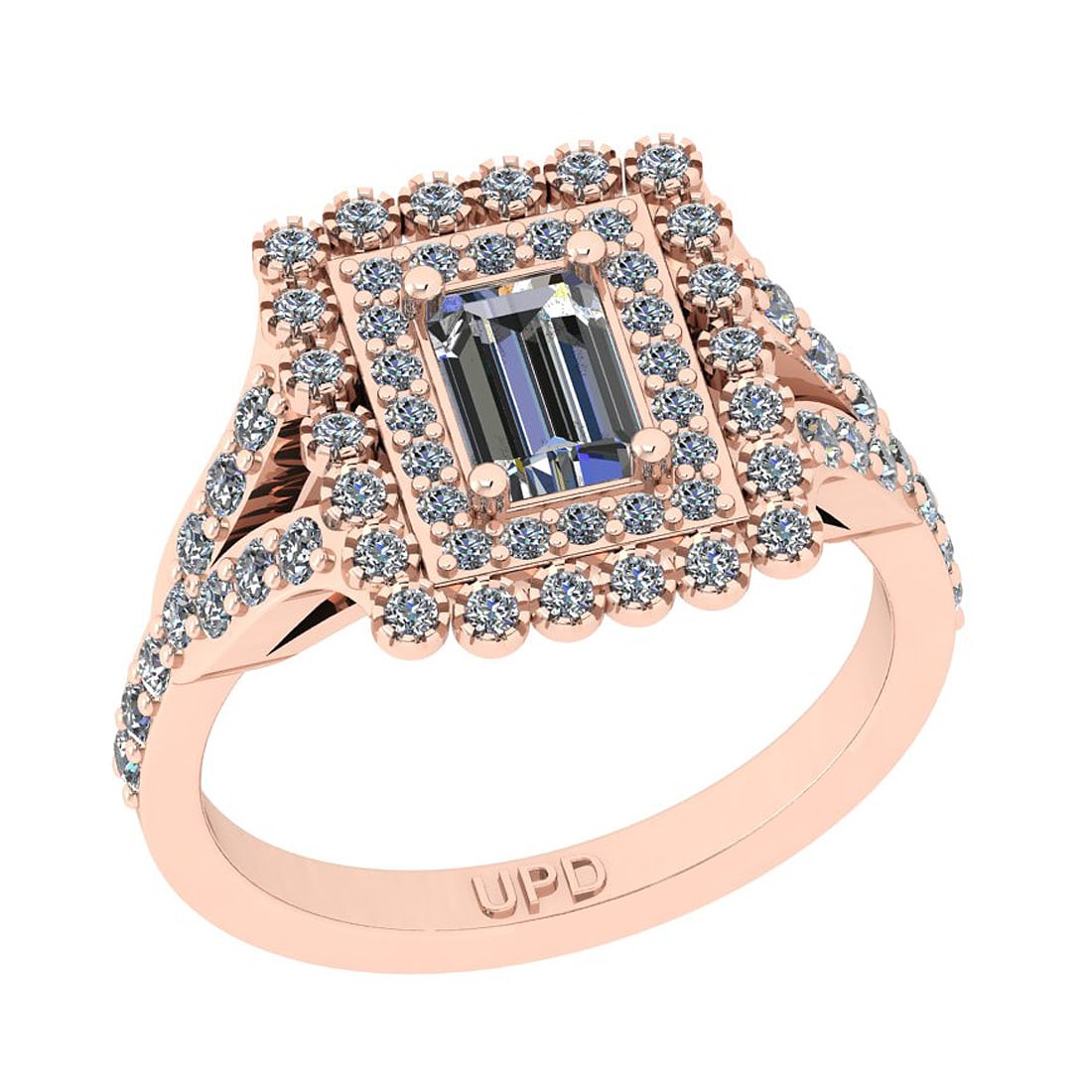 1.19 Ctw SI2/I1 Gia Certified Center Diamond 14K Rose Gold Vintage Style Ha: Center Diamond Weight : 0.50 Ctw ( Emerald Cut) Center Diamond Color :-J-K Center Stone Setting : Prong Center Clarity : SI2/I1 Side Stone Weight Of Ctw 0.69 Ctw Side Stone Color : J-K Stone Clarity :