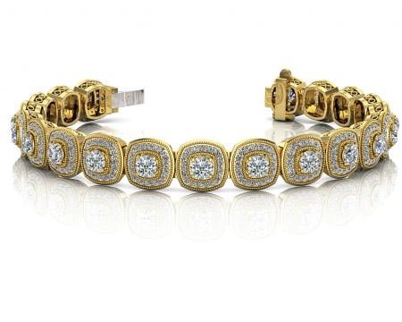 14KT YELLLOW GOLD 3 CTW G-H VS2/SI1 VINTAGE INSPIRED FANCY DIAMOND BRACELET: 14KT YELLLOW GOLD 3 CTW G-H VS2/SI1 VINTAGE INSPIRED FANCY DIAMOND BRACELET #PAPPS20182v5
