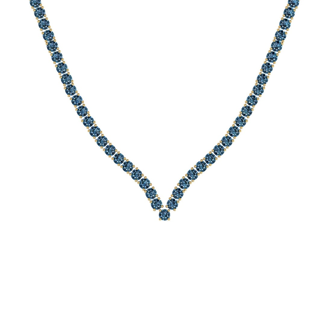 4.66 Ctw i2/i3 Treated Fancy Blue Diamond 14K Yellow Gold Necklace: Center Diamond Weight : 4.66 Ctw ( Round cut) Center Diamond Color : Treated Fancy Blue Dimaond Center Clarity : i2/i3 Center Stone Setting : Prong Metal Weight : Approx 14.49 Gram 14K Yellow Gold Lad