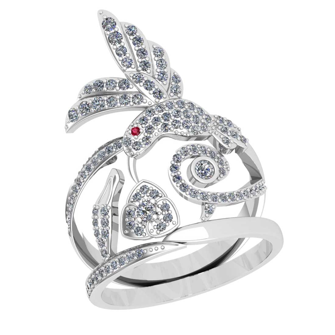 0.76 Ctw SI2/I1 Diamond 14K White Gold Vintage Style Bird Ring: Total Diamond Weight : 0.76 Ctw (Round Cut ) Center Diamond Color :- J-K Center Clarity : SI2/I1 Stone Setting : Prong Metal Weight : Approx 6.50 Gram 14K White Gold Vintage Style Bird Ring Size-8 #PA
