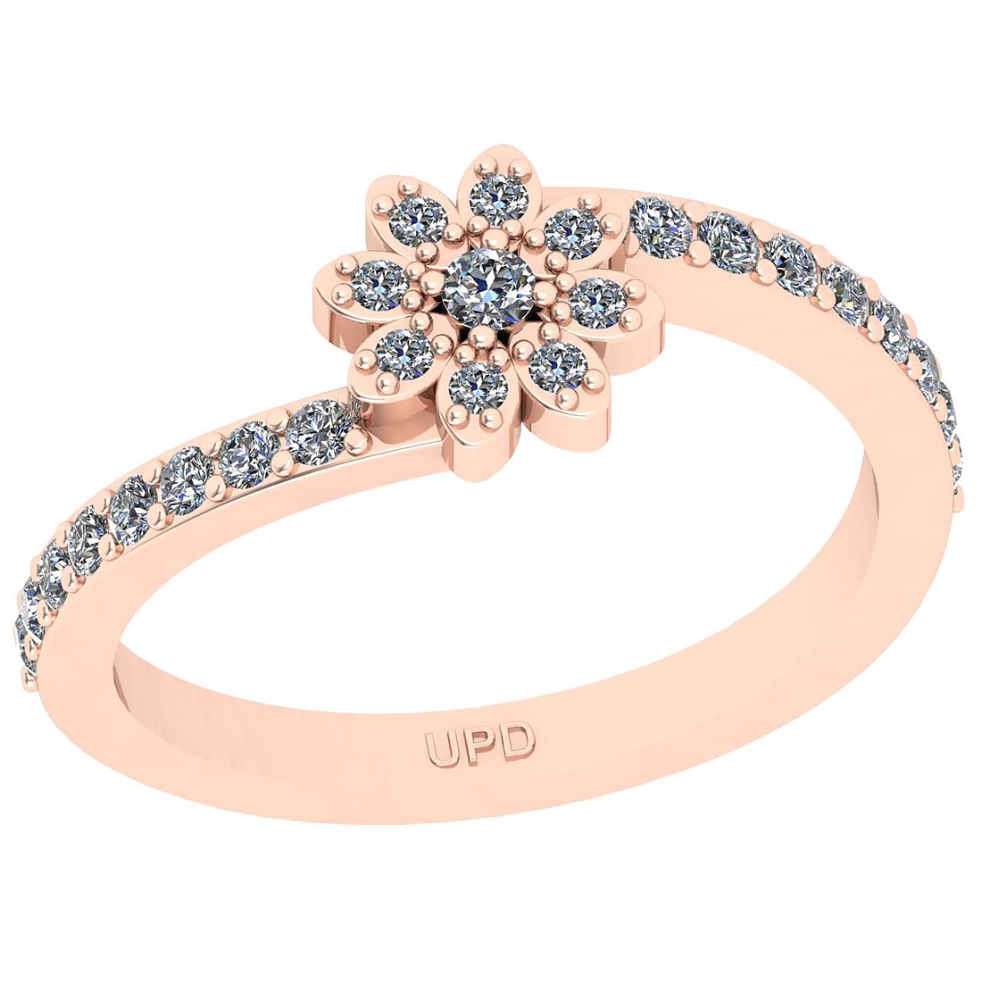 0.33 Ctw SI2/I1 Diamond Prong Set 14K Rose Gold Flower Ring (1 of 1)