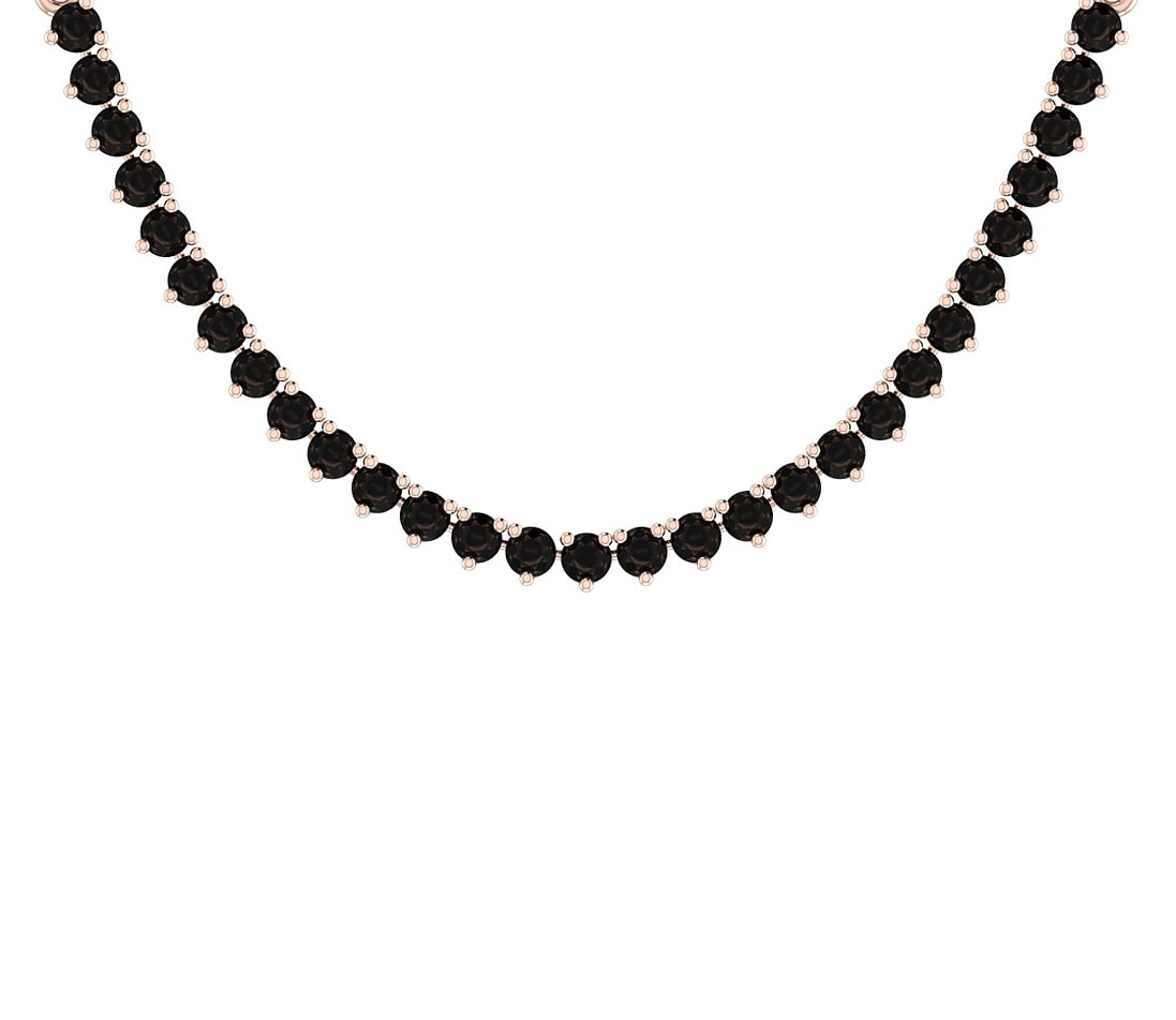 4.64 Ctw i2/i3 Treated Fancy Black Diamond 14K Rose Gold Necklace: Center Diamond Weight : 4.64 Ctw ( Round cut) Center Diamond Color : Treated Fancy Black Dimaond Center Clarity : i2/i3 Center Stone Setting : Prong Metal Weight : Approx 15.00 Gram 14K Rose Gold Ladi