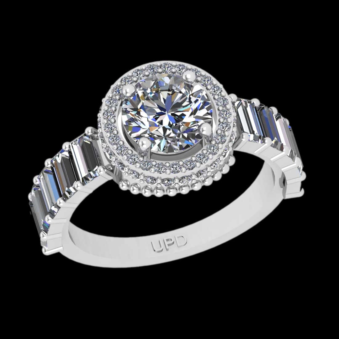 2.95 Ctw SI2/I1 Diamond 14K White Gold Engagement Ring: Center Diamond Weight : 1.25 Ctw ( Round Cut GIA ) Center Color :-J-K Center Stone Clarity :- SI2/I1 Center Stone Setting : Prong Side Stone Weight Of Ctw 1.70 Ctw Side Stone Color : J-K Stone Clarity