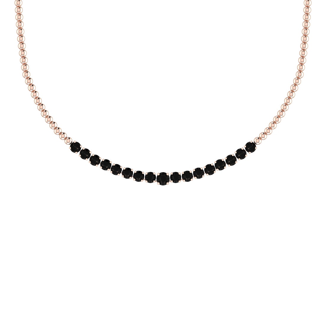 1.98 Ctw i2/i3 Treated Fancy Black Diamond 14K Rose Gold Necklace: Center Diamond Weight : 1.98 Ctw ( Round cut) Center Diamond Color : Treated Fancy Black Dimaond Center Clarity : i2/i3 Center Stone Setting : Prong Metal Weight : Approx 15.80 Gram 14K Rose Gold Ladi