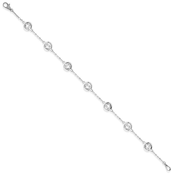 Station Bezel-Set Bracelet 14K White Gold 1.50ctw: CENTER STONE; Diamond CENTER STONE CLARITY; SI1-2 CENTER STONE COLOR; J-K CENTER STONE SETTING; Bezel SIDE STONE CLARITY; SIDE STONE COLOR; SIDE STONE SETTING; ctw OF SIDE STONE: SIDE STONE QUALITY; #