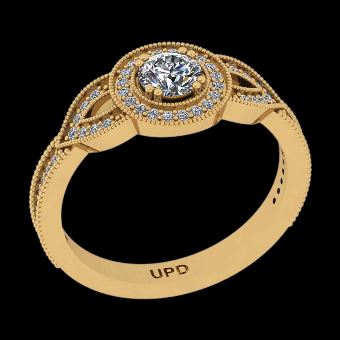 0.71 Ctw VS/SI1 Diamond 14K Yellow Gold Engagement Halo Ring: Center Diamond Weight : 0.45 Ctw ( Round Cut) Center Color :-J-K Center Stone Clarity :- VS/SI1 Center Stone Setting : Prong Side Stone Weight Of Ctw 0.26 Ctw Side Stone Color : J-K Stone Clarity :