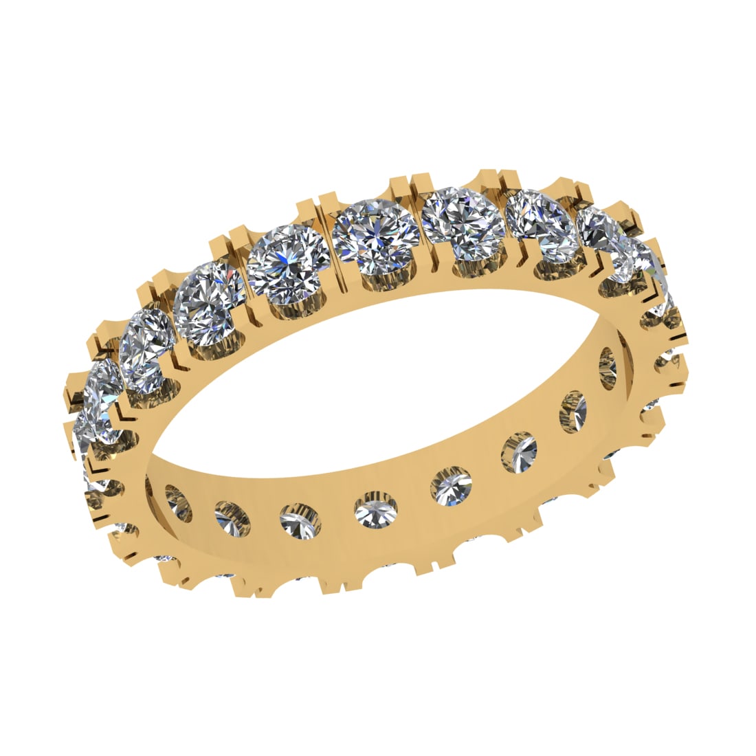 2.10 Ctw SI2/I1 Diamond 14K Yellow Gold Entity Band Ring: Total Diamond Weight : 2.10 Ctw ( Round Cut ) Diamond Color :- J-K Clarity : SI2/I1 Stone Setting : Prong Metal Weight : Approx 4.50 Gram 14K Yellow Gold Entity Band Ring Current Ring Size-6 #PAPPS944