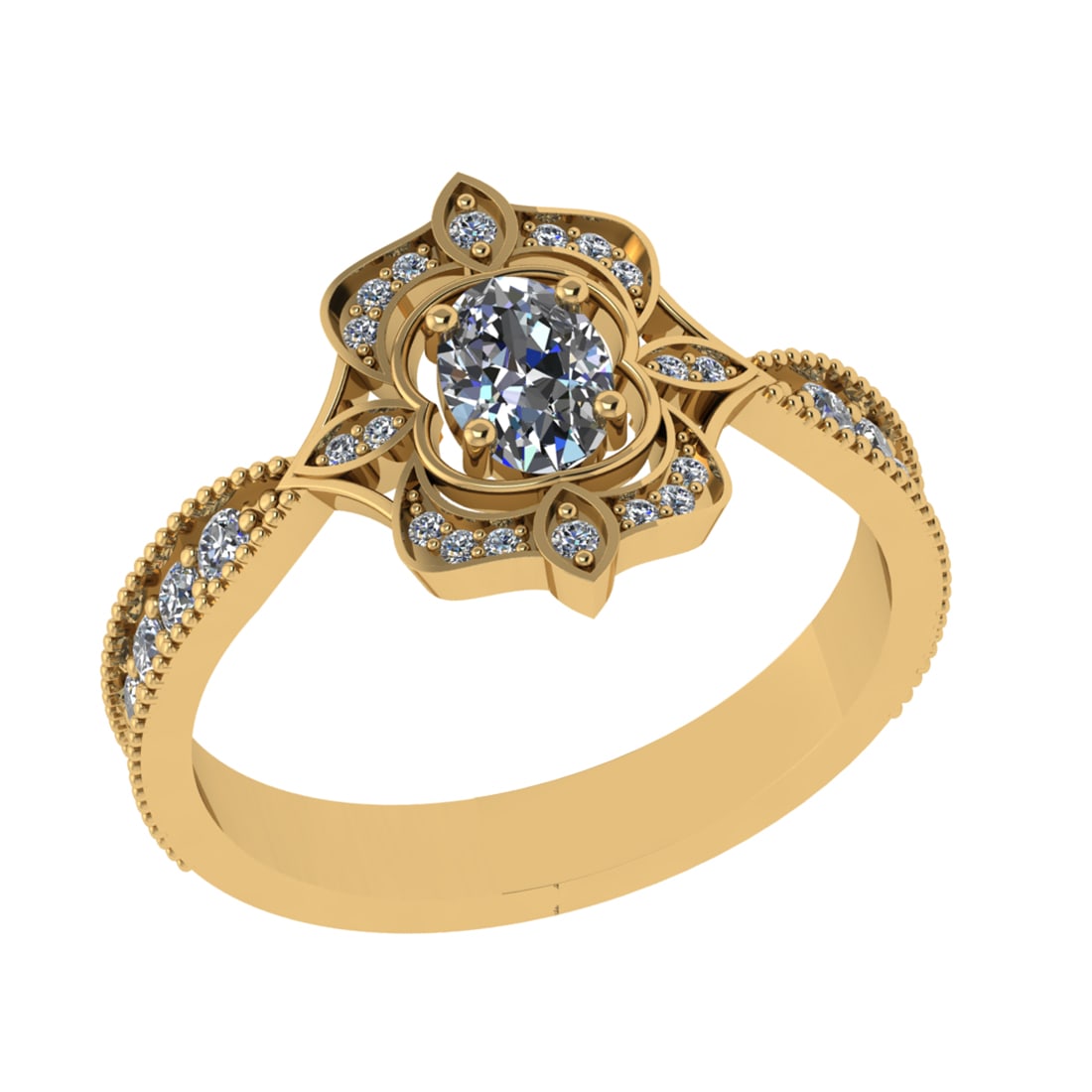 0.86 Ctw SI2/I1 Diamond 14K Yellow Gold Engagement Ring: Center Diamond Weight : 0.46 Ctw ( Oval Cut) Color :- J-K Clarity : SI2/I1 Center Stone Setting : Prong Side Diamond Weight Of Ctw 0.40 Ctw Color : J-K Clarity : SI2/I1 Stone Setting : Prong Metal