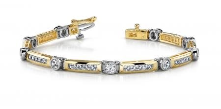 14K TWO TONE GOLD 3 CTW G-H I1/I2 CLASSIC CHANNEL FRAME BRACELET: 14K TWO TONE GOLD 3 CTW G-H I1/I2 CLASSIC CHANNEL FRAME BRACELET #PAPPS23443v5