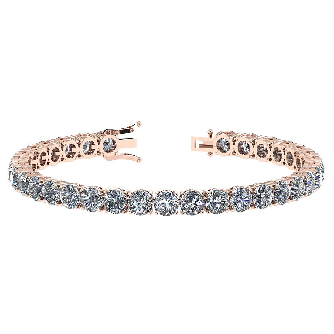 14.85 Ctw SI2/I1 Diamond Ladies Fashion 18K Rose Gold Tennis Bracelet: Diamond Stone Weight ; 14.85 Ctw ( Round Cut) Diamond Stone Color : White J-KDiamond Stone Clarity : SI2/I1 Center Stone Setting : Prong Metal Weight : Approx 11.80 Gram 18K Rose Gold Tennis Bracelet 