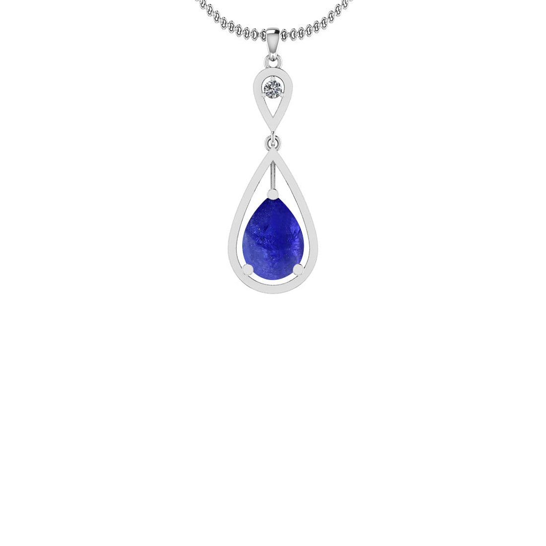 Certified 7.40 Ctw Tanzanite and Diamond I1/I2 14K White Gold Victorian Sty: Color Stone Approx Weight: 7.30 Ctw (1 pcs Pear Cabochon) Center Stone Color: Tanzanite Center Stone Setting: Prong Side Stone Approx Weight: 0.10 Ctw Side Stone Color: J-K Stone Clarity: I1/I2 Stone 