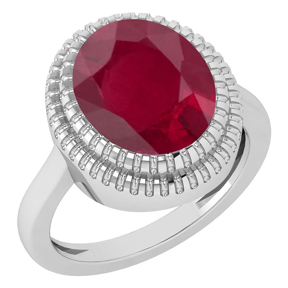 Certified 5.05 Ctw Ruby 14K White Gold Solitaire Ring: Stone Weight Approx ; 5.05 Ctw( 1 Pcs Oval) Center Stone Color: Ruby Center Stone Setting ; Prong Metal Weight : Approx 5.50 Gram Gold 14K White Gold Solitaire Ring #PAPPS21692v6