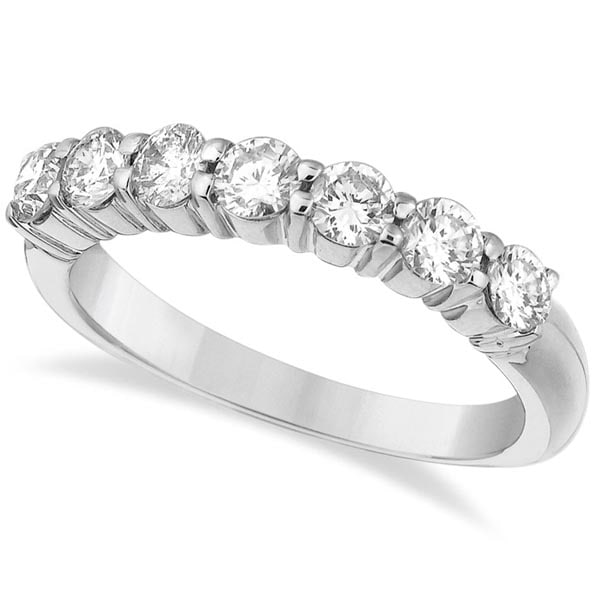 Seven-Stone Diamond Anniversary Ring Band 14k White Gold 1.00ctw: CENTER STONE; Diamond CENTER STONE CLARITY; SI CENTER STONE COLOR; J-K CENTER STONE SETTING; Prong SIDE STONE CLARITY; SIDE STONE COLOR; SIDE STONE SETTING; ctw OF SIDE STONE: SIDE STONE QUALITY; #PAP