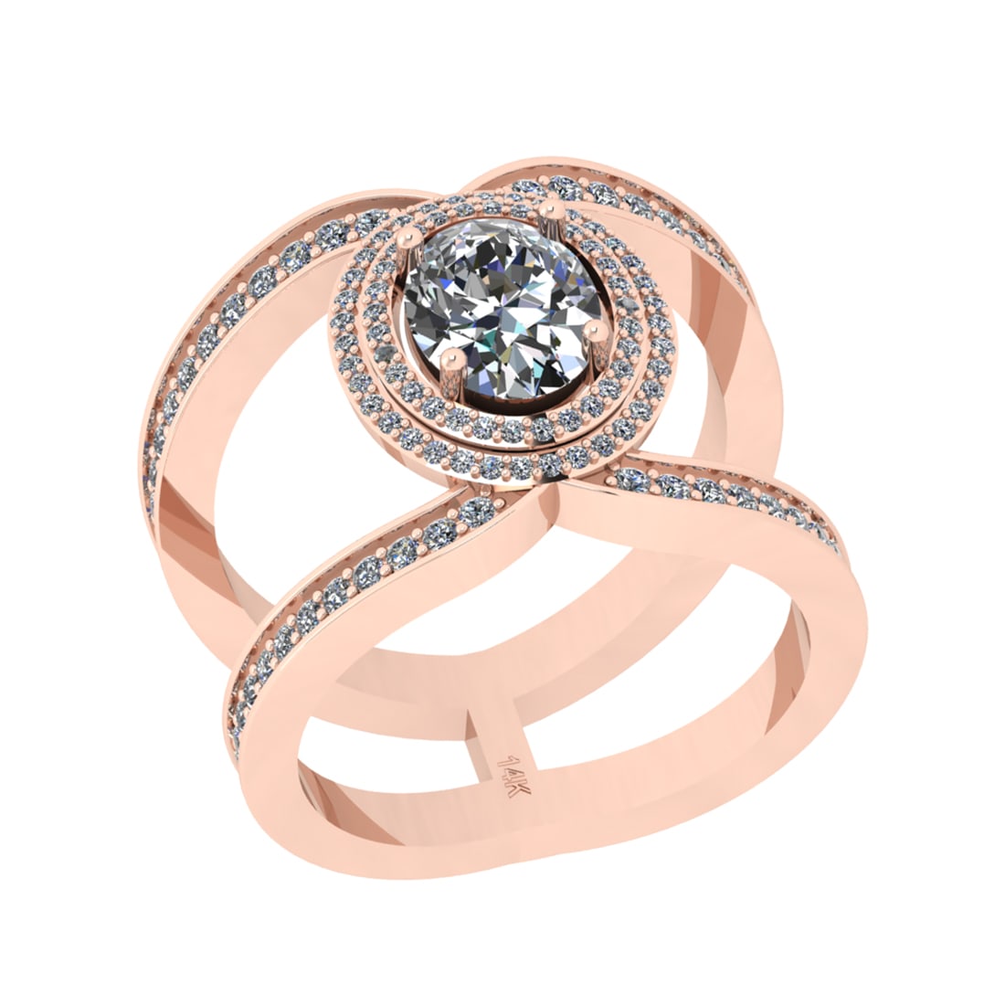 2.30 Ctw SI2/I1 Diamond 14K Rose Gold Bridal Wedding Halo Ring: Center Diamond Weight : 1.20 Ctw (Oval Cut) Center Diamond Color : J-K Center Stone Setting : Prong Center Stone Clarity : SI2/I1 Side Stone Weight Of Ctw 1.10 Ctw Side Stone Color : J-KStone Clarity 