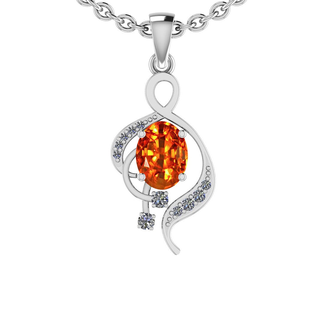 Certified 1.62 Ctw SI2/I1 Orange Sapphire And Diamond 14K White Gold Vintag: Center Stone Weight : 1.43 Ctw (Oval Cut) Center Stone Color :-Orange Sapphire Center Stone Setting : Prong Side Stone Weight Of Ctw 0.19 Ctw Side Stone Color : J-K Stone Clarity : SI2/I1 Stone Settin