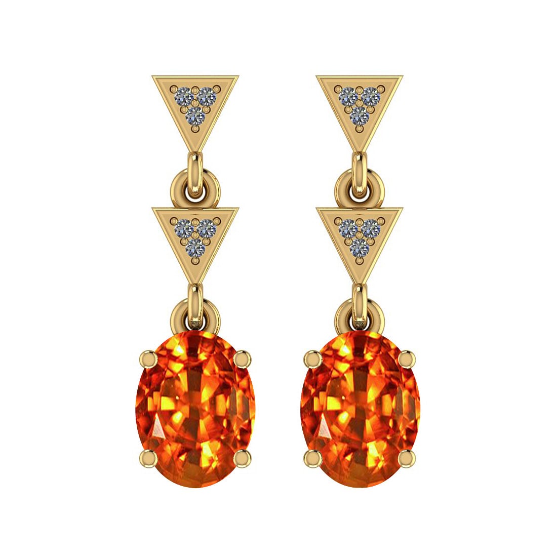 Certified 3.04 Ctw SI2/I1 Orange Sapphire And Diamond 14K Yellow Gold Vinta: Center Stone Weight : 2.97 Ctw (Oval Cut) Center Stone Color :-Orange Sapphire Center Stone Setting : Prong Side Stone Weight Of Ctw 0.07 Ctw Side Stone Color : J-K Stone Clarity : SI2/I1 Stone