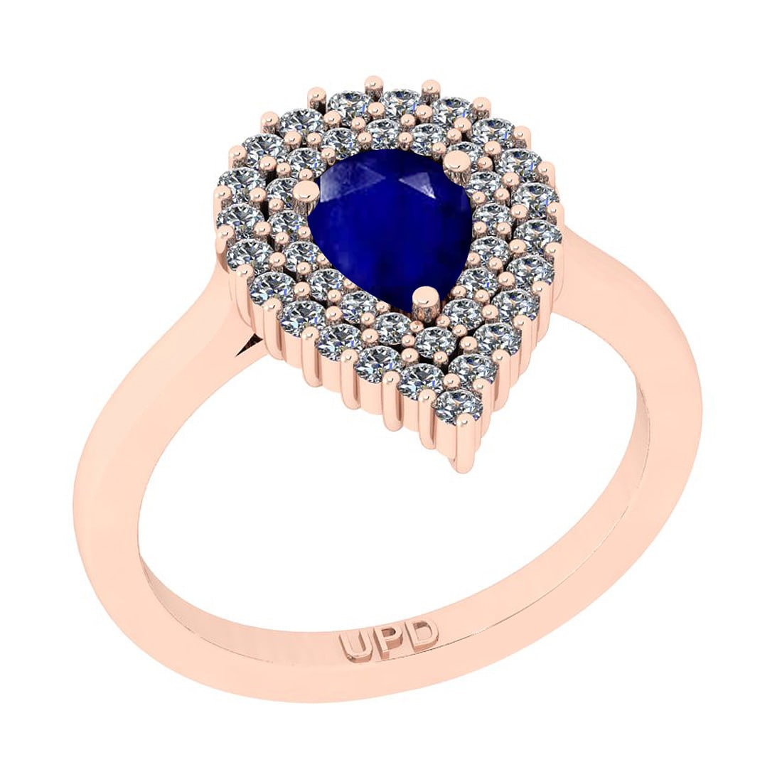 1.22 Ctw SI2/I1Blue Sapphire And Diamond 14K Rose Gold Anniversary Ring: Center Stone Weight : 0.75 Ctw ( Pear Cut) Center Stone Color :-Blue Sapphire Stone Setting : Prong Side Stone Weight Of Ctw 0.47 Ctw Side Stone Color : J-K Stone Clarity : SI2/I1 Stone Setting : Pron