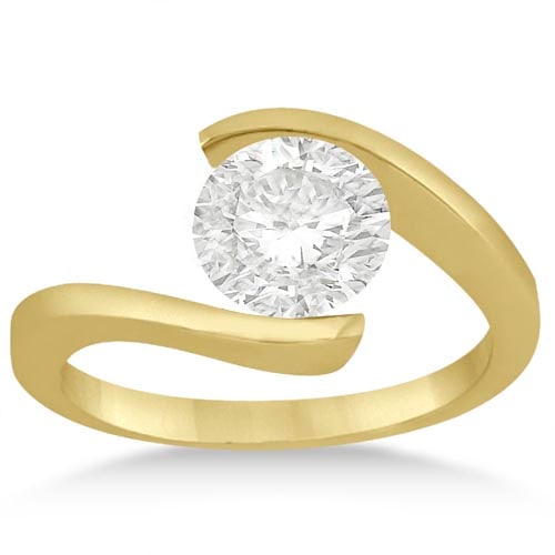 1.00 CTW DIAMOND Tension Set Swirl Solitaire Engagement Ring Setting 18k Ye: CENTER STONE; 1.00 CTW CENTER STONE CLARITY; SI1-SI2 CENTER STONE COLOR; J-K CENTER STONE SETTING; SIDE STONE CLARITY; SIDE STONE COLOR; SIDE STONE SETTING; ctw OF SIDE STONE: SIDE STONE QUALITY;