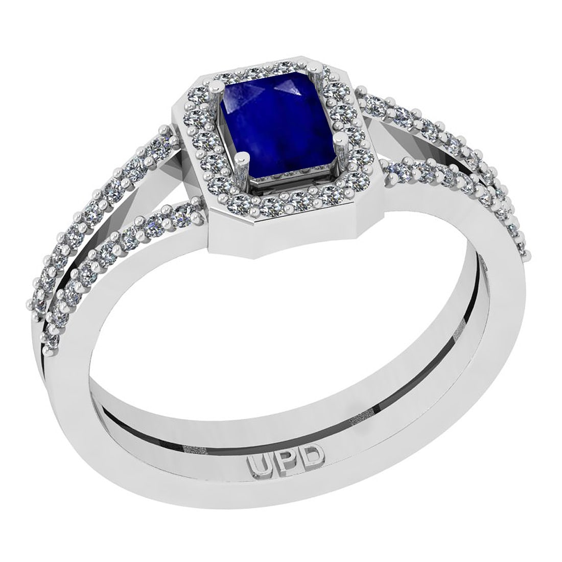 0.80 Ctw SI2/I1 Blue Sapphire And Diamond 14K White Gold Ring: Center Stone Weight : 0.50 Ctw (Blue Sapphire Cut ) Center Stone Color : Blue Sapphire Center Stone Setting : Prong Side Stone Weight Of Ctw 0.30 Ctw Side Stone Color : G-H Stone Clarity : SI2/I1 Ston