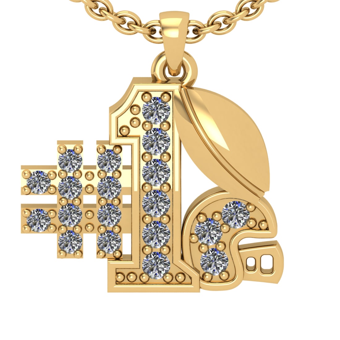 0.18 Ctw SI2/I1 Diamond 14K Yellow Gold football theme pendant necklace (1 of 1)
