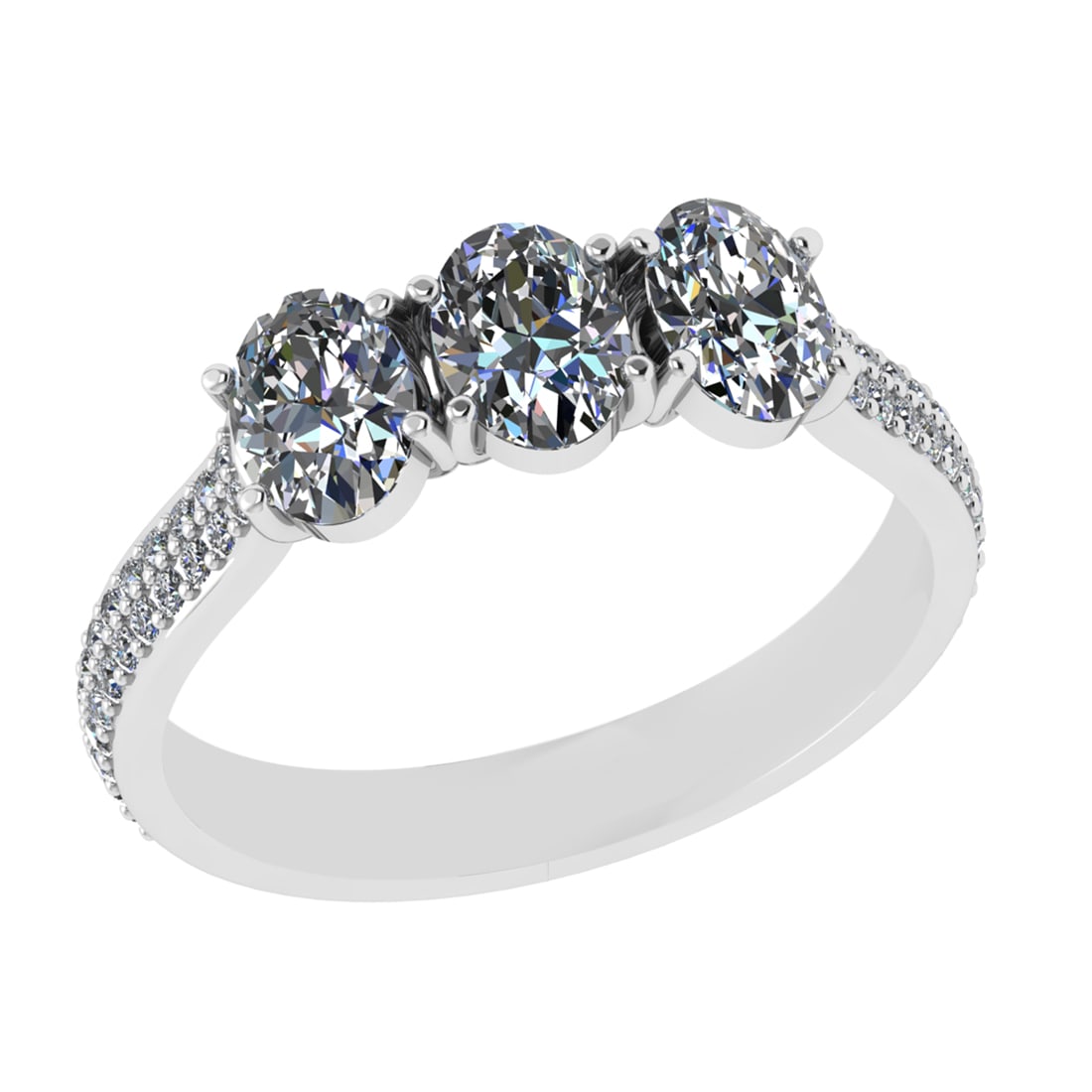 1.22 Ctw SI2/I1 Diamond 14K White Gold three Engagement Ring: Center Diamond Weight : 0.98 Ctw ( 3Pec Oval Cut) Color :- J-K Clarity : SI2/I1 Center Stone Setting : Prong Side Diamond Weight Of Ctw 0.24 Ctw Color : J-K Clarity : SI2/I1 Stone Setting : Prong Meta