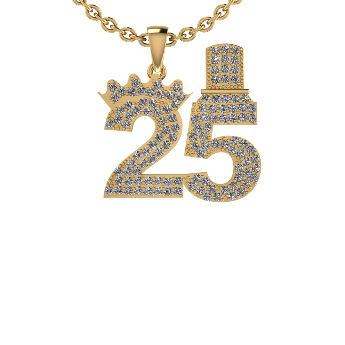 1.68 Ctw SI2/I1 Diamond 14K Yellow Gold Special Cheers to 25 Years Necklace (1 of 1)