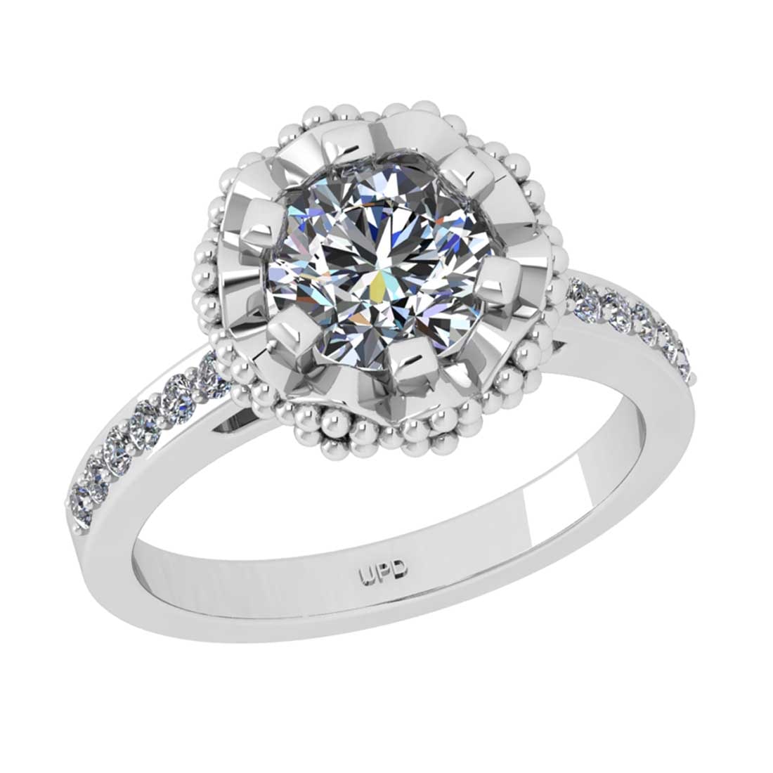 1.90 Ctw SI2/I1 Diamond 18K White Gold Engagement Ring: Center Diamond Weight : 1.50 Ctw ( Round Cut) Center Diamond Color :-J -K Center Stone Setting : Prong Clarity : SI2/I1 Total Weight Of Ctw 0.40 Ctw Color : J -K Clarity : SI2/I1 Stone Setting :