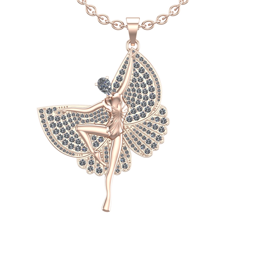 3.10 Ctw SI2/I1Diamond 14K Rose Gold Pendant Necklace: Center Diamond Weight : 0.50 Ctw (Pear Cut) Center Diamond Color :- J-K Center Setting : Prong Center Clarity : SI2/I1 Side Stone Weight Of Ctw 2.60 Ctw Side Stone Color : J-K Stone Clarity : SI2/I1